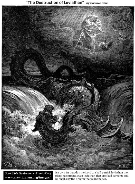Gustave Doré: La Destrucción de Leviatán. Grabado de 1865
