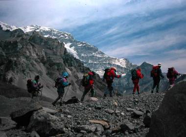 Vall d'Horcones Inferior i cara sud de l'Aconcagua