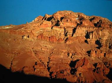 Cara oest de l'Aconcagua des del camp base de Plaza de Mulas