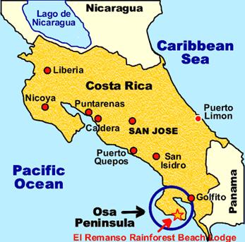 A map of Costa Rica