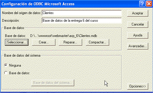 Aspecto de la ventana final en DSN