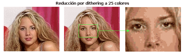 Reducci�n por dithering a 25 colores