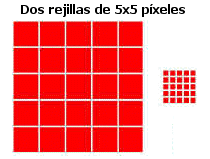 Dos rejillas de 5x5 p�xeles