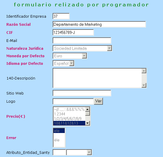 Formulario dise�ado por un programador