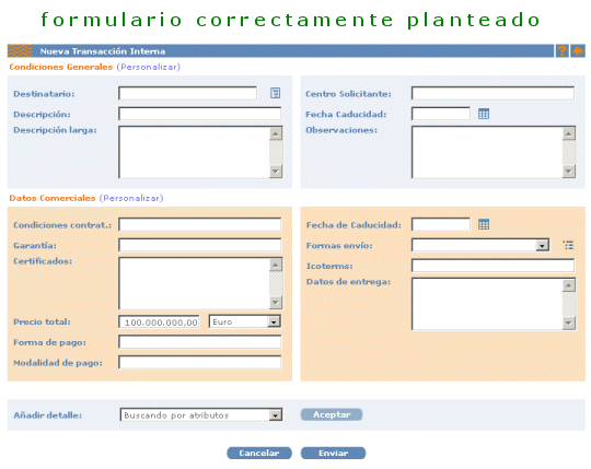 Formulario correctamente planteado