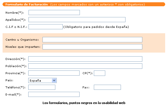 Los formularios, puntos negros en la usabilidad de una web