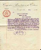 Carta d’agraïment per la feina feta a la construcció dels fonaments de la Compañia Arrendataria de Tabacos, enviat a la vídua del besavi
