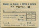 Bitllet d'autobus per anar i tornar de Saragossa a Belchite a veure a l'Avi al camp de concentració 22-06-1940