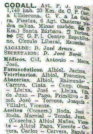 Dades de Godall al 1927