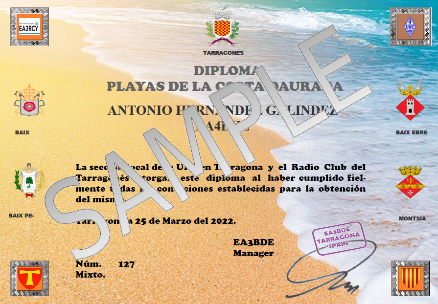 DIPLOMA PLAYAS DE LA COSTA DAURADA