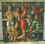 Bar nocturno 120x120 Oleo