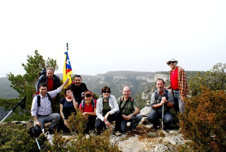 Al cim de la Punta Barrina, els cingles de Solans al fons.