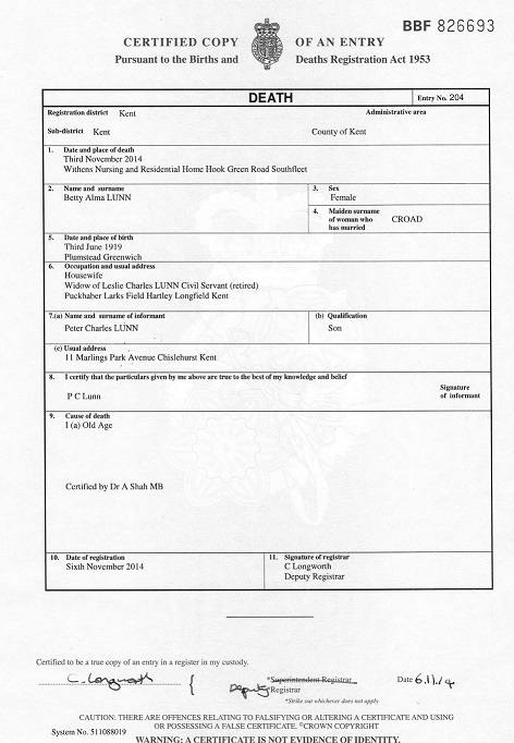 Death Certificate