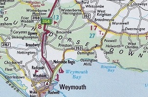 Modern Dorchester to Weymouth area