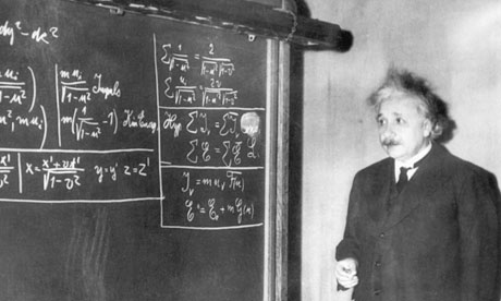 Albert Einstein giving a lecture