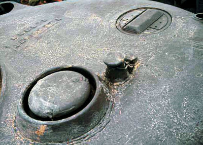 Blindaje de un carro de combate con una textura muy rugosa