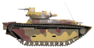 Veh�culo amfibio con colores de camuflaje oficiales