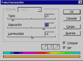 Ajustando la saturación