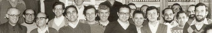 Víctor Codina, segon per l'esquerra, participant a la reunió de Missió Obrera de finals de 1981